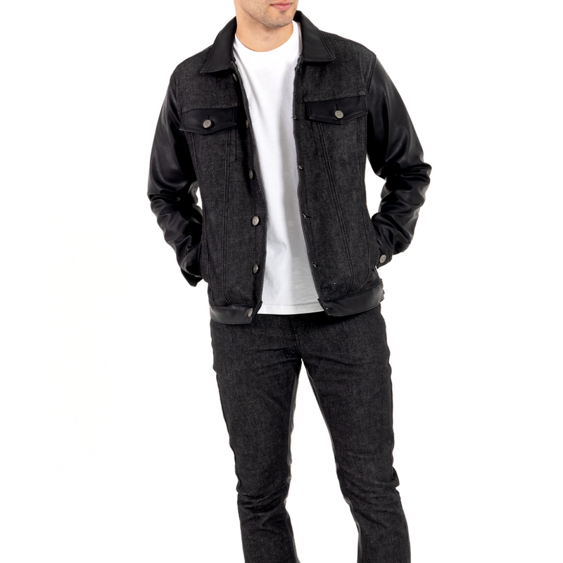 QUALIFIED DENIM RAW JACKET (BLACK)