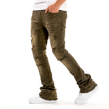 COPPER RIVET DISTRESS STACKED DENIM (OLIVE)