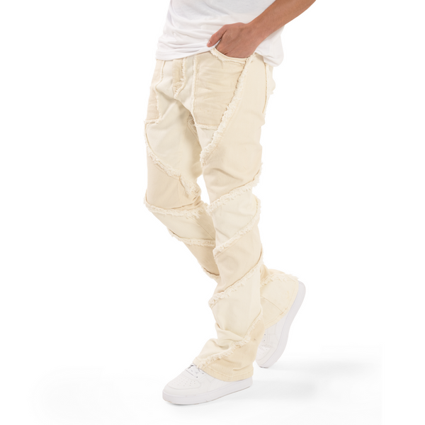 FIRST ROW CUT & SEW STACKED DENIM (WHITE)