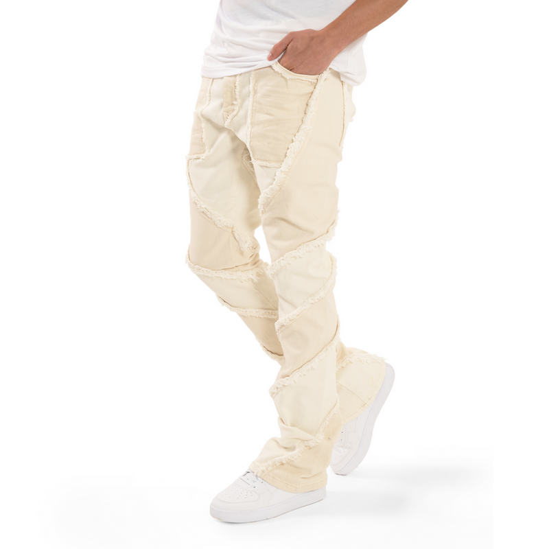 FIRST ROW CUT & SEW STACKED DENIM (WHITE)