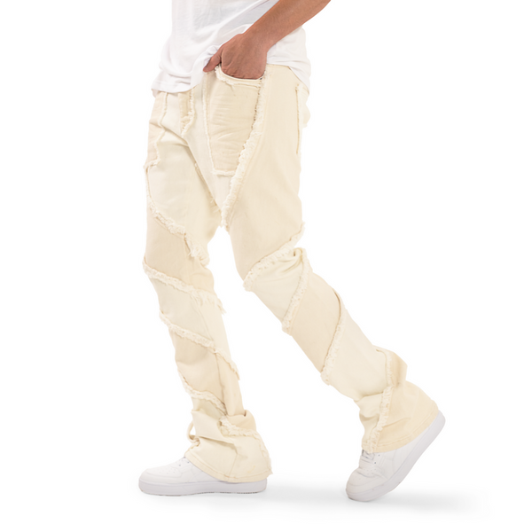 FIRST ROW CUT & SEW STACKED DENIM (WHITE)