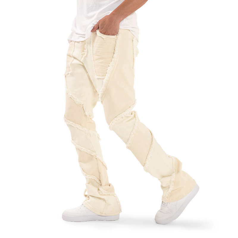 FIRST ROW CUT & SEW STACKED DENIM (WHITE)