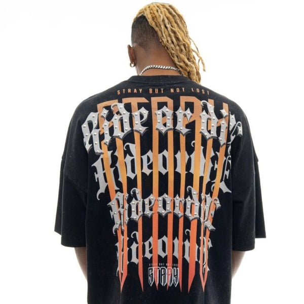STRAY WIDE & CROP FIT TEE (BLACK)