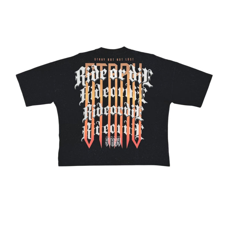 STRAY WIDE & CROP FIT TEE (BLACK)
