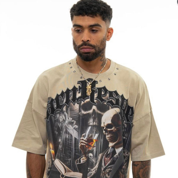 STRAY WIDE & CROP FIT TEE (CREAM)