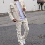FIRST ROW PREMIUM CUT & SEW DENIM JACKET (WHITE)