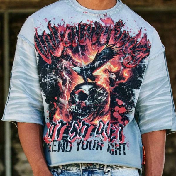 FIRST ROW WARNING NOT SO QUIET BURNING SKY CROPPED TEE