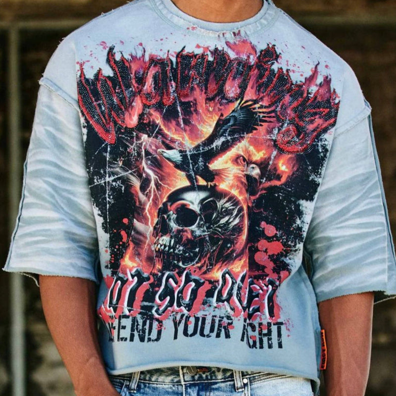 FIRST ROW WARNING NOT SO QUIET BURNING SKY CROPPED TEE
