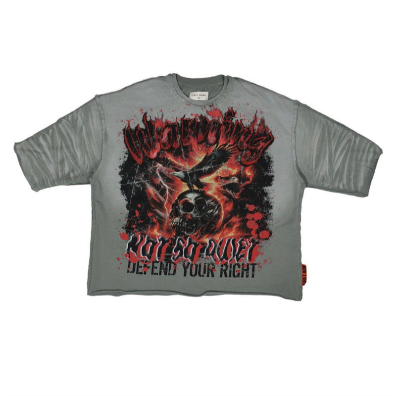 FIRST ROW WARNING NOT SO QUIET BURNING SKY CROPPED TEE