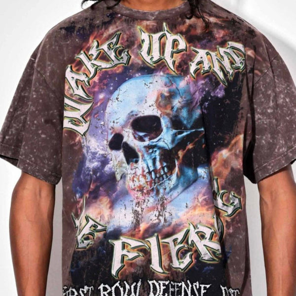 FIRST ROW WAKE UP AND BE FIERCE SKULL SPIRIT WASHED T-SHIRT