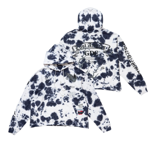 GUNZINII CROP LOST ANGELS TYE-DYE HOODIE GZ382 (GREY)