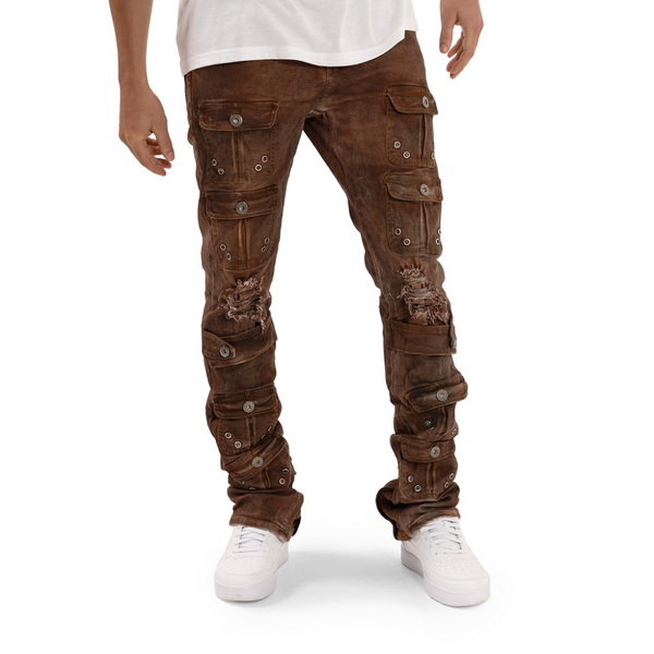 STREETZ IZ WATCHIN STACKED CARGO DENIM (RUST)