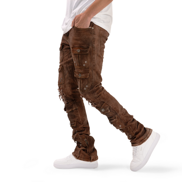 STREETZ IZ WATCHIN STACKED CARGO DENIM (RUST)