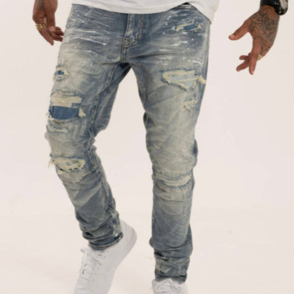 SMOKE RISE SLIM TAPERED FIT JEANS (HUNTER BLUE)