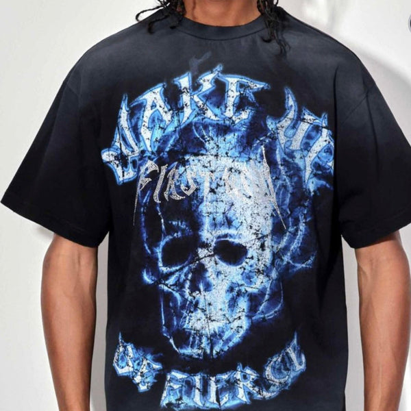 FIRST ROW WAKE UP AND BE FIERCE FLAME SKULL WASHED TEE