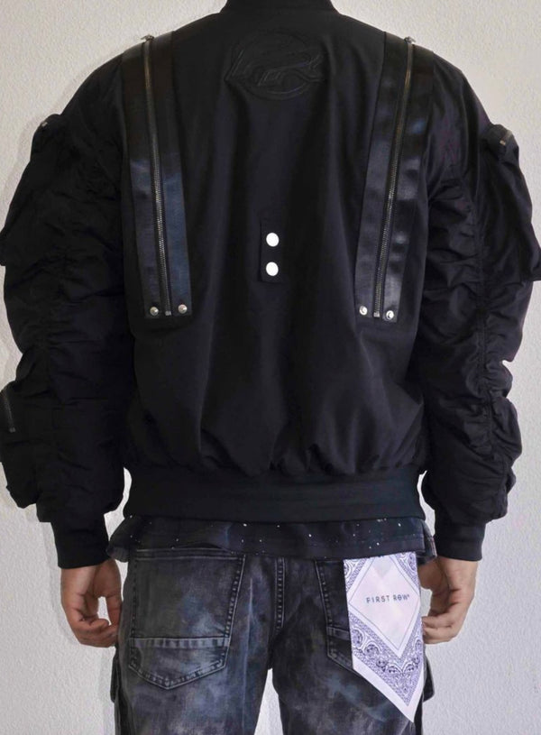 FIRST ROW UTILITY MA-1 SMART BOMBER JACKET (BLACK)