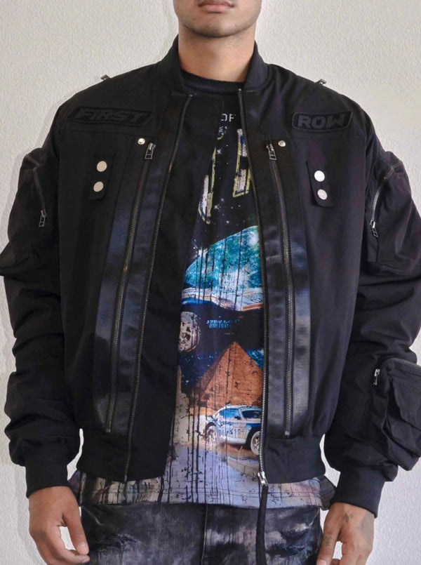 FIRST ROW UTILITY MA-1 SMART BOMBER JACKET (BLACK)