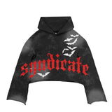 THE SYNDICATE "TOO RARE" FRENCH TERRY CROPPED HOODIE (BLACK WASH)