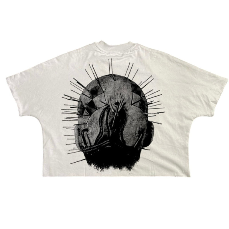 THE SYNDICATE "PINHEAD" OVERSIZED CROPPED TEE (WHITE)