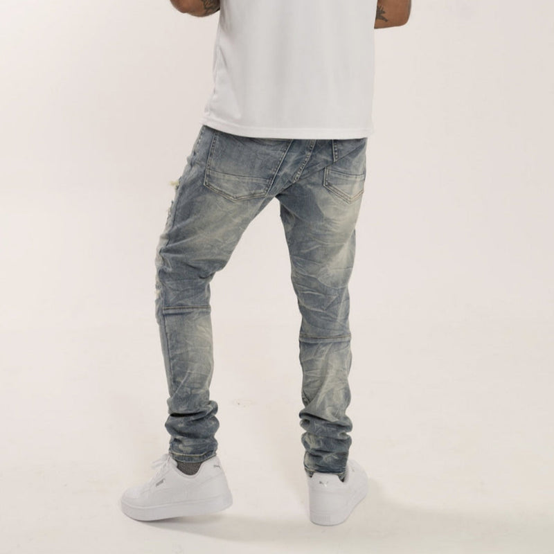 SMOKE RISE SLIM TAPERED FIT JEANS (HUNTER BLUE)