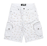 VICIOUS VC950 EMBELLISHED RHINESTONE SHORTS (PURE WHITE)