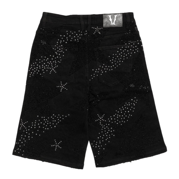 VICIOUS VC826 EMBELLISHED RHINESTONE SHORTS (BLACK)