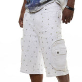 VICIOUS VC950 EMBELLISHED RHINESTONE SHORTS (PURE WHITE)