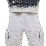 VICIOUS VC950 EMBELLISHED RHINESTONE SHORTS (PURE WHITE)