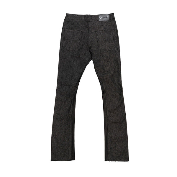 QUALIFIED DENIM RAW STACKED JEANS (BLACK)